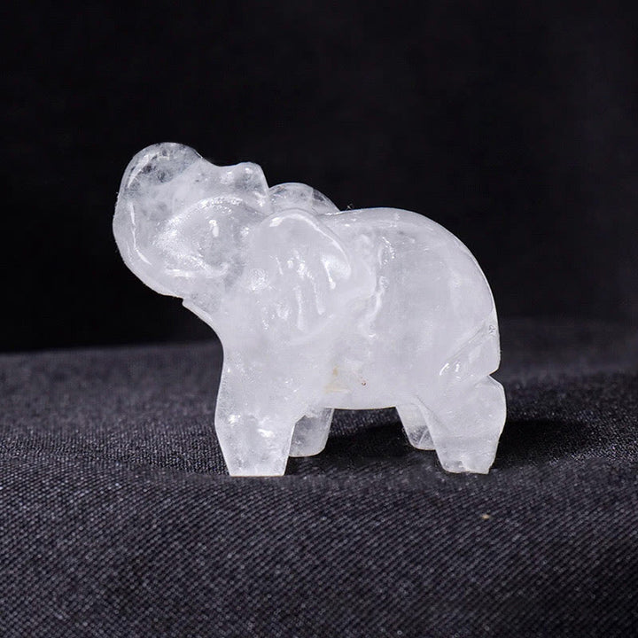 Olivenorma Natural Crystal Elephant Carving Ornament Gemstone Decoration - Clear Crystal - image 1
