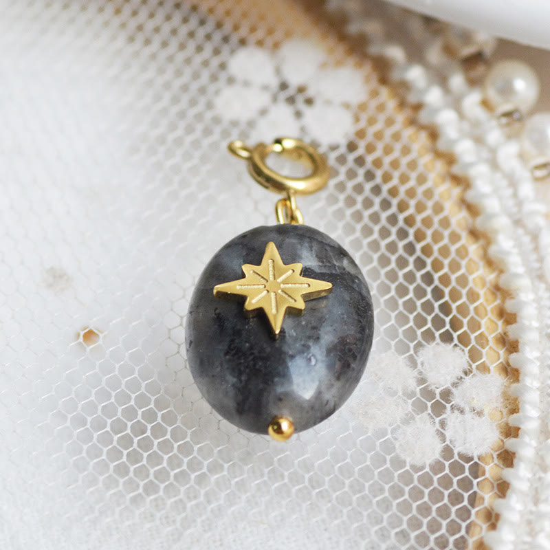 Olivenorma Geometric Round Or Water Drop Crystal Gold Pendant Necklace - Labradorite & Anise Star - Necklace #4 - image 10