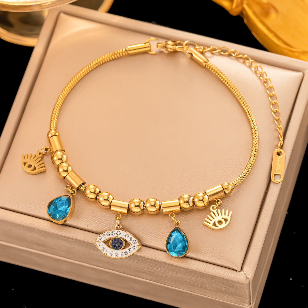 Olivenorma Gilded Turquoise Evil Eye Fantasy Wrap Bracelet Necklace