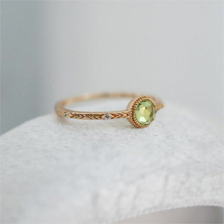 Olivenorma Natural Round Cut Green Peridot Ring