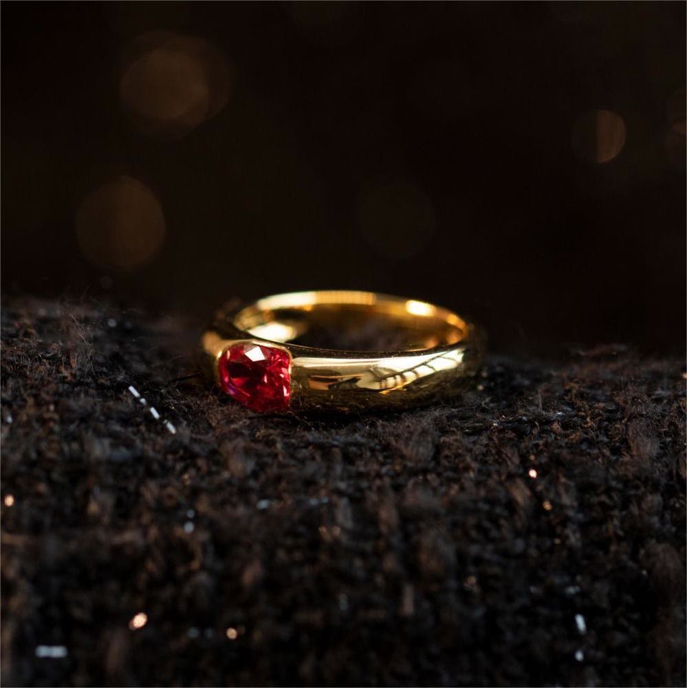 Olivenorma Garnet Gold Plated Minimalist Luxury Ring