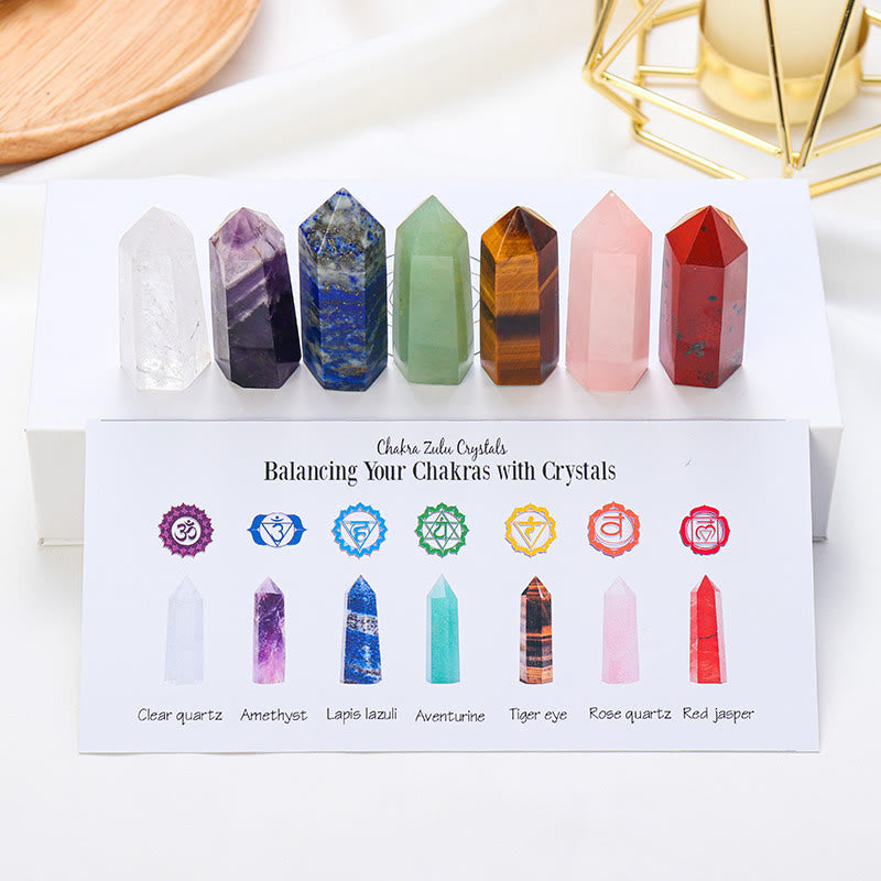 Olivenorma Chakra Raw Stone Decoration Set Crystal Wands