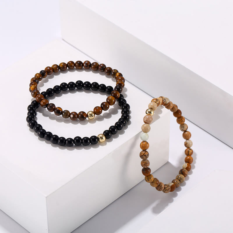 Olivenorma 6mm Onyx & Tiger Eye Stone Accessories Beads Bracelet