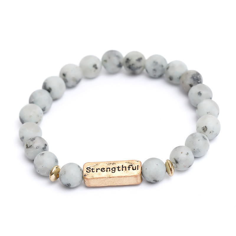 Olivenorma Natural Gemstone Strengthful Engraving Bracelet