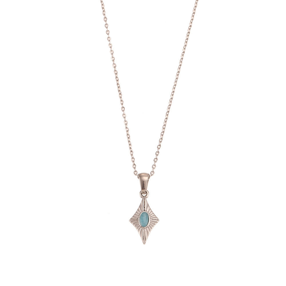 Olivenorma Cat's Eye Pendant Sweater Stainless Steel Necklace