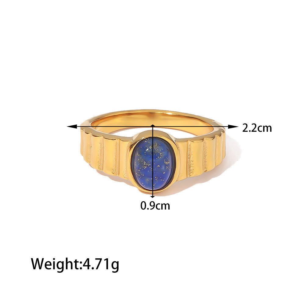 Olivenorma Court Vintage Titanium Steel Lapis Lazuli Ring Set
