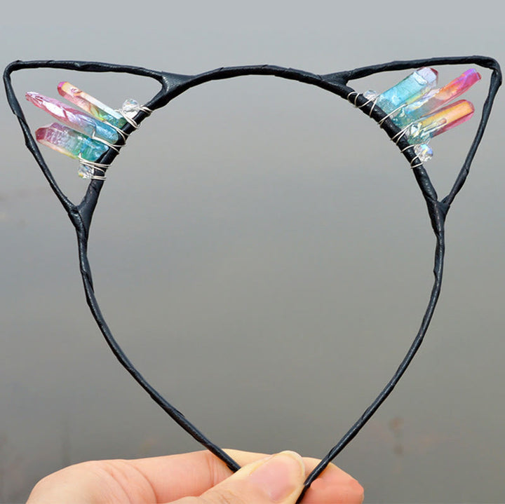 Olivenorma Electroplating Crystal Cat Ears Headband