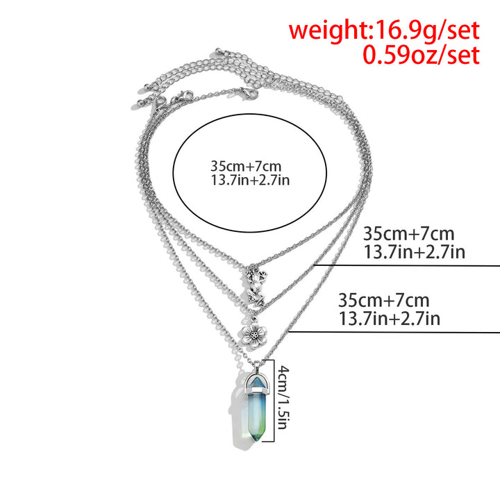 Olivenorma Electroplated Color Artificial Crystal Frog Flower Pendant Necklace Set