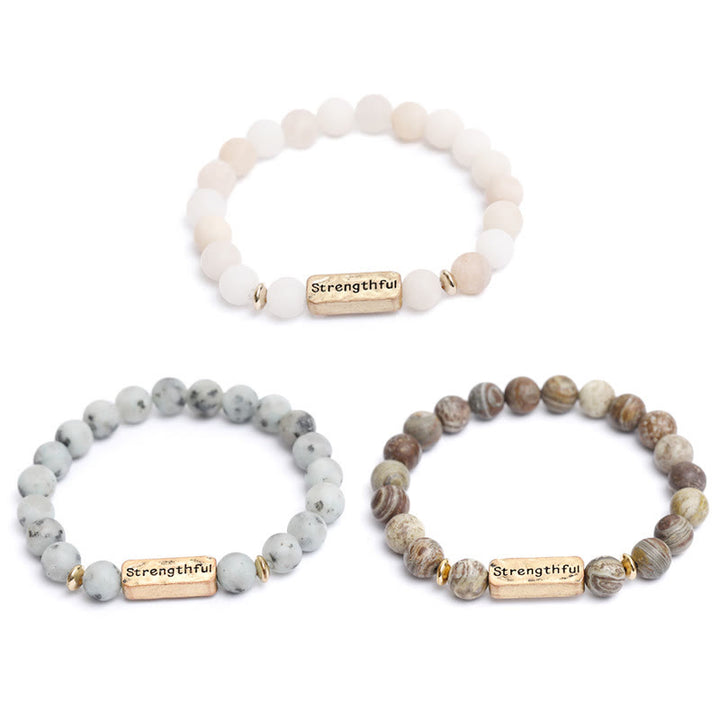 Olivenorma Natural Gemstone Strengthful Engraving Bracelet