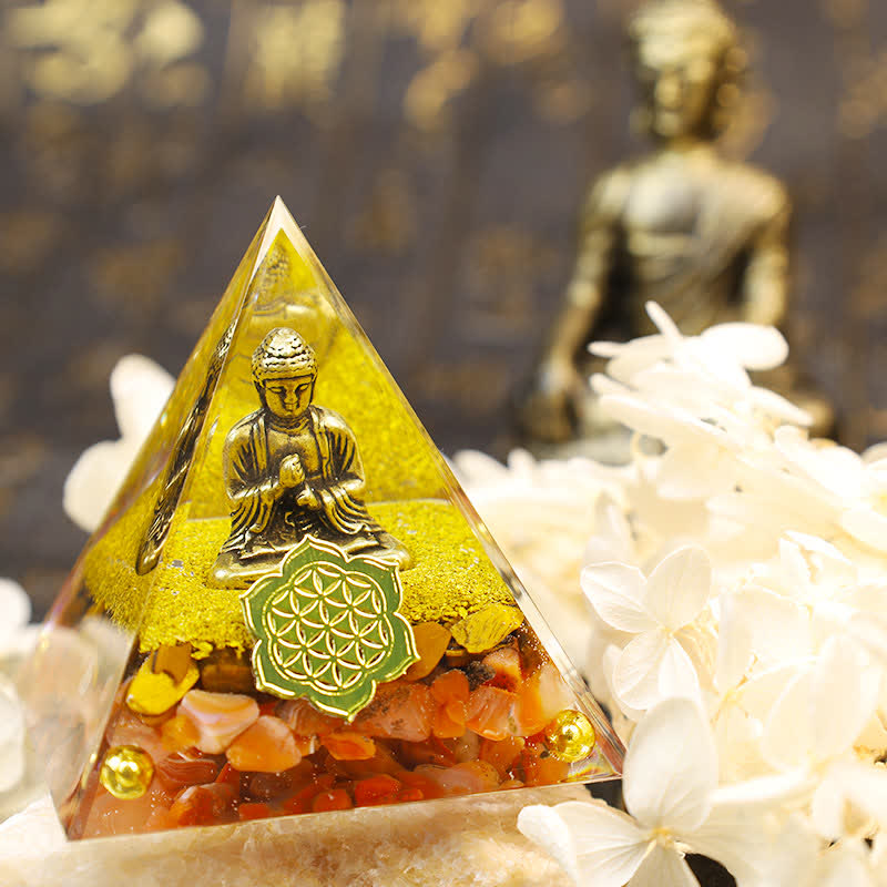 Olivenorma Red Jasper With Buddha Orgone Pyramid