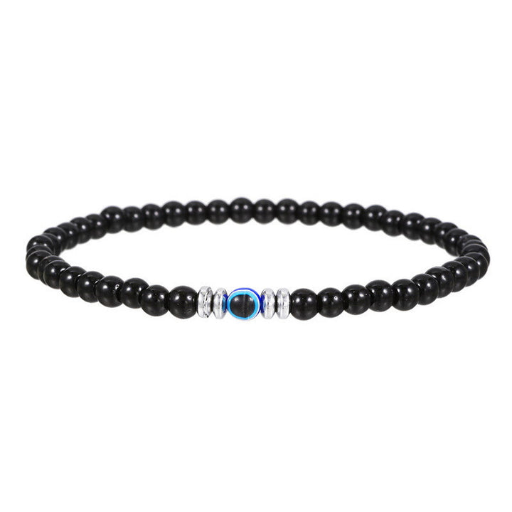 Olivenorma Mens 4mm Natural Stone Evil Eye Beads Bracelet - image 4