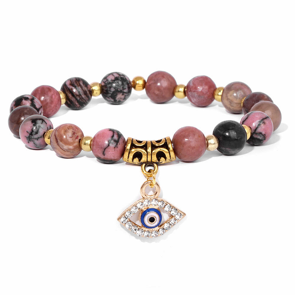 Olivenorma Natural Stone Beaded Evil Eye Pendant Bracelet