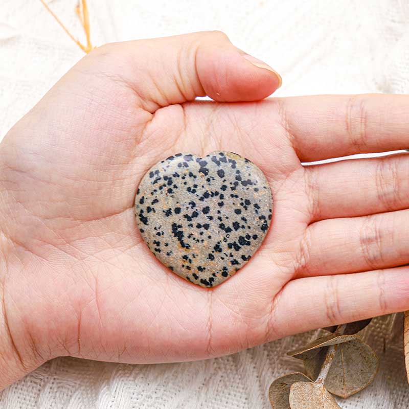 Olivenorma Dalmatian Jasper Heart Protection Worry Stone