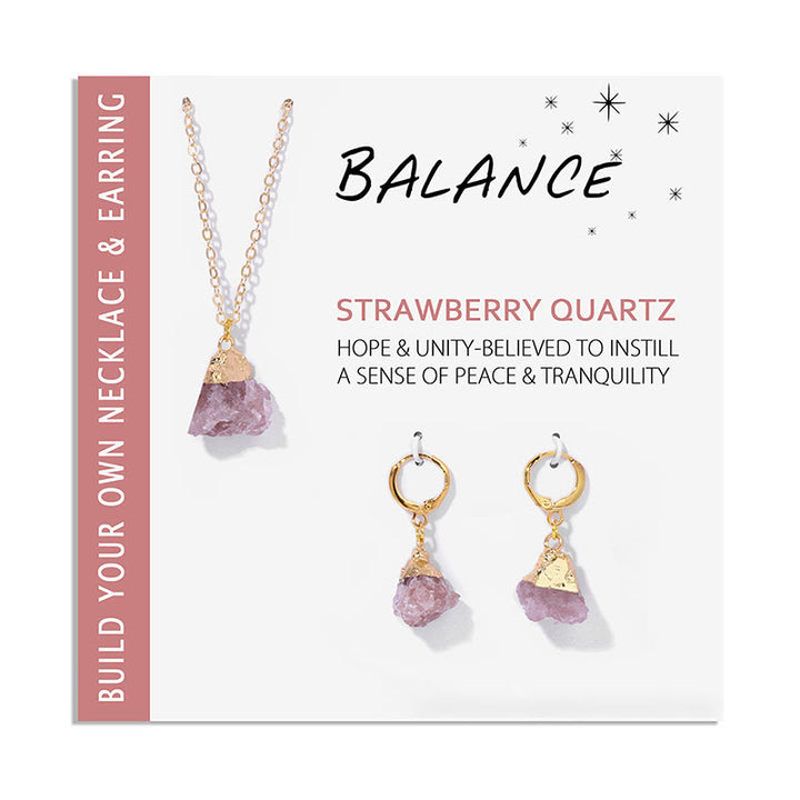 Olivenorma Natural Irregular Crystal Pendant Earrings Necklace Set