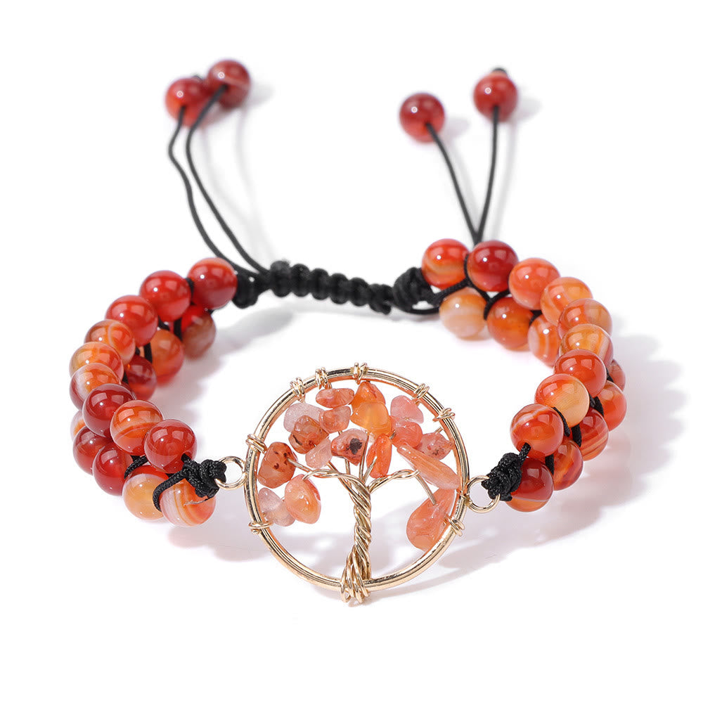 Olivenorma 6mm Beads Double Braided Tree Of Life Bracelet