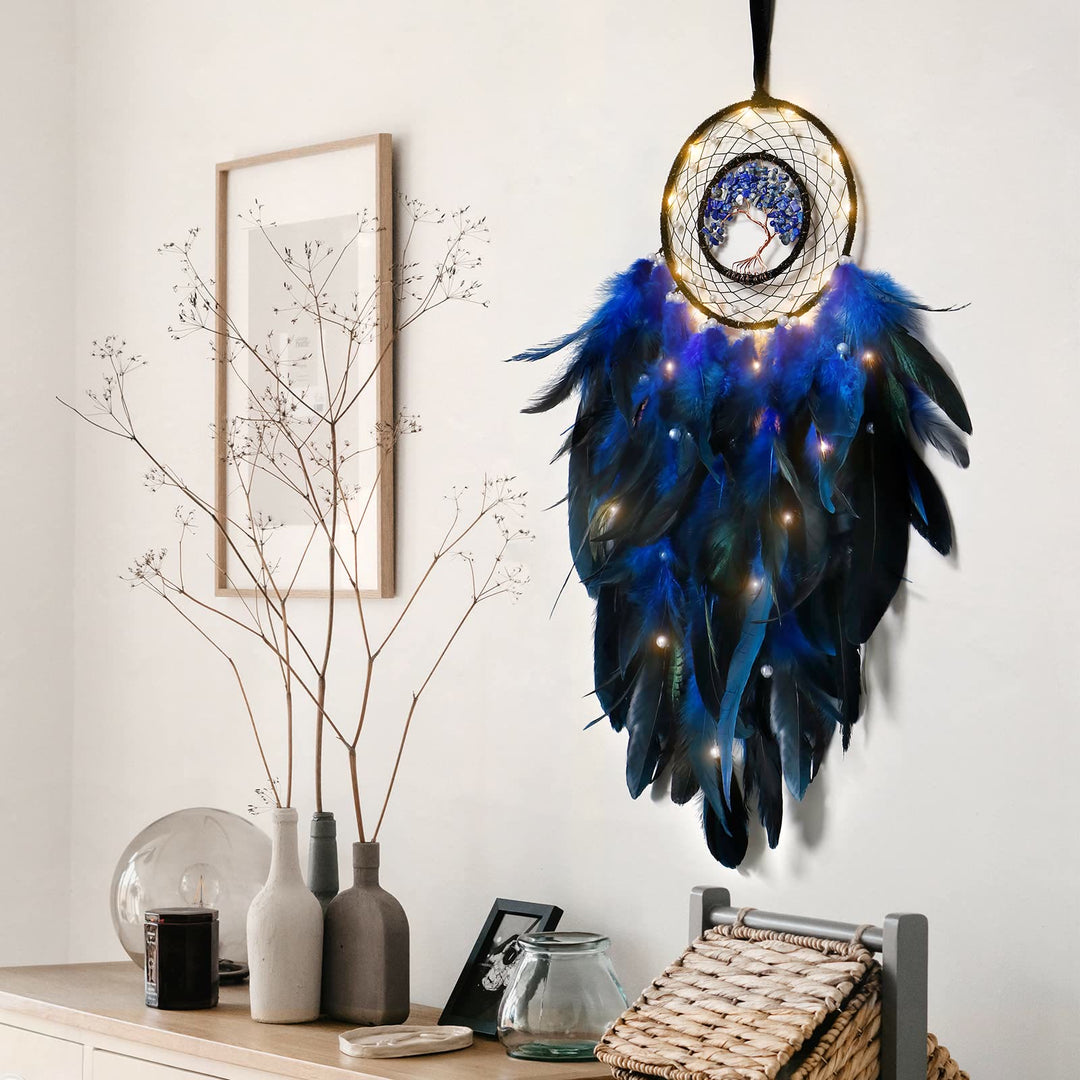 Olivenorma Crystal Tree Of Life Feather Glow Dream Catcher