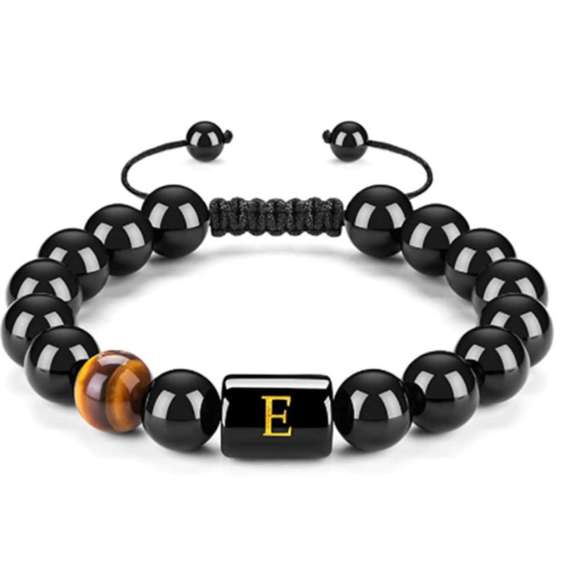 Olivenorma Tiger Eye With Black Onyx Healing Letter Bracelet