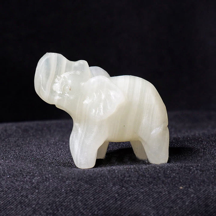 Olivenorma Natural Crystal Elephant Carving Ornament Gemstone Decoration