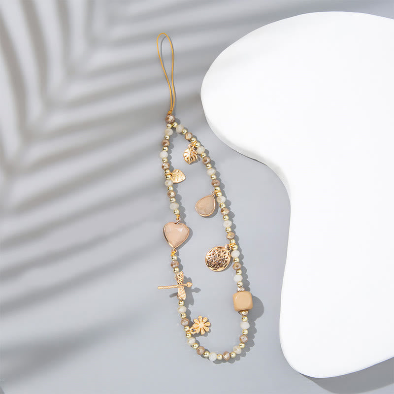 Olivenorma Crystal Pearl Drop Heart Shape Phone Strap - image 8