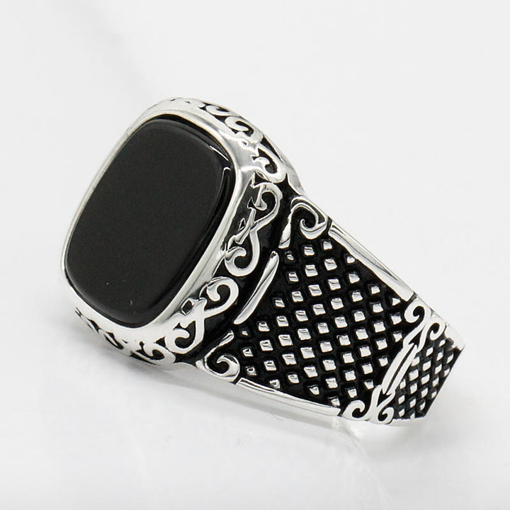 Olivenorma Black Onyx Men Silver Cool Gift Ring