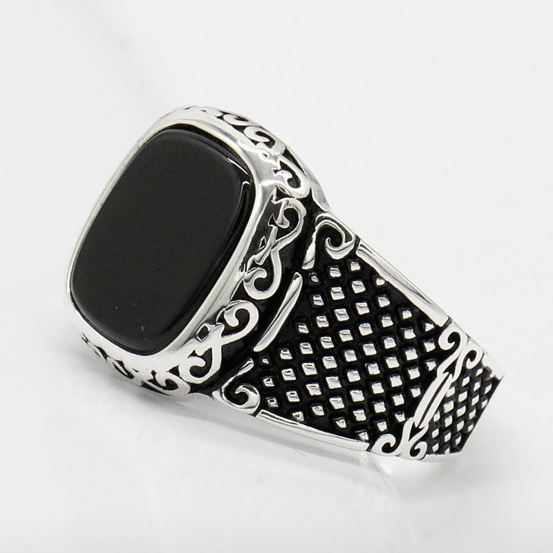 Olivenorma Black Onyx Men Silver Cool Gift Ring - image 5