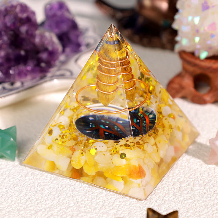 Olivenorma Tiger Eye Yellow Agate Eye Of Horus Orgone Pyramid