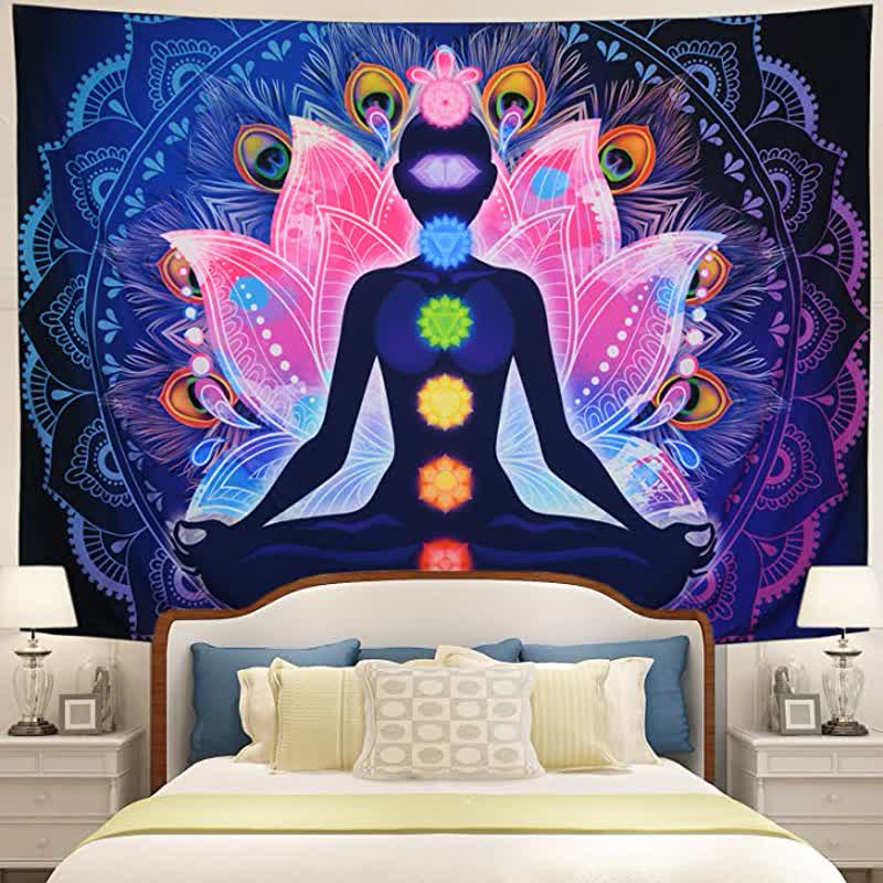 Chakra With Lotus Wall Hanging Tapestry