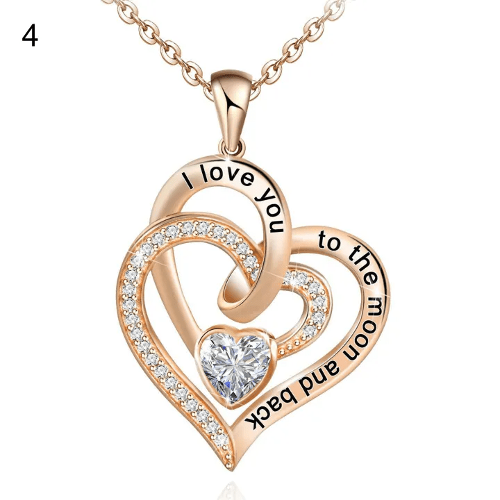 FREE Today: "I Love You to the Moon and Back" – Eternal Hearts Birthstone Necklace - Rosegold - April - Card Style Two - image 39