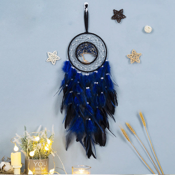 Olivenorma Crystal Tree Of Life Feather Glow Dream Catcher