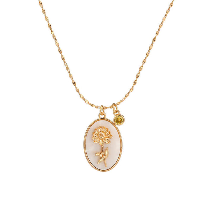 Olivenorma Birth Stone With Birth Flower Necklace - Nov - Chrysanthemum - image 11