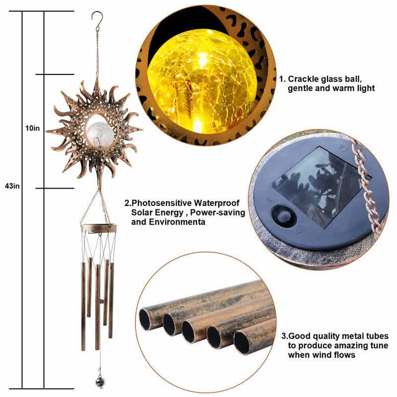 Olivenorma Solar Moon or Sun Wind Chime Ornaments