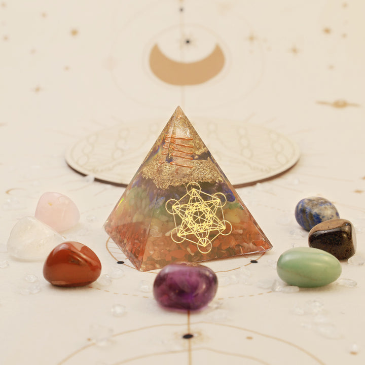 Olivenorma Chakra Metatron's Cube Healing Orgone Pyramid