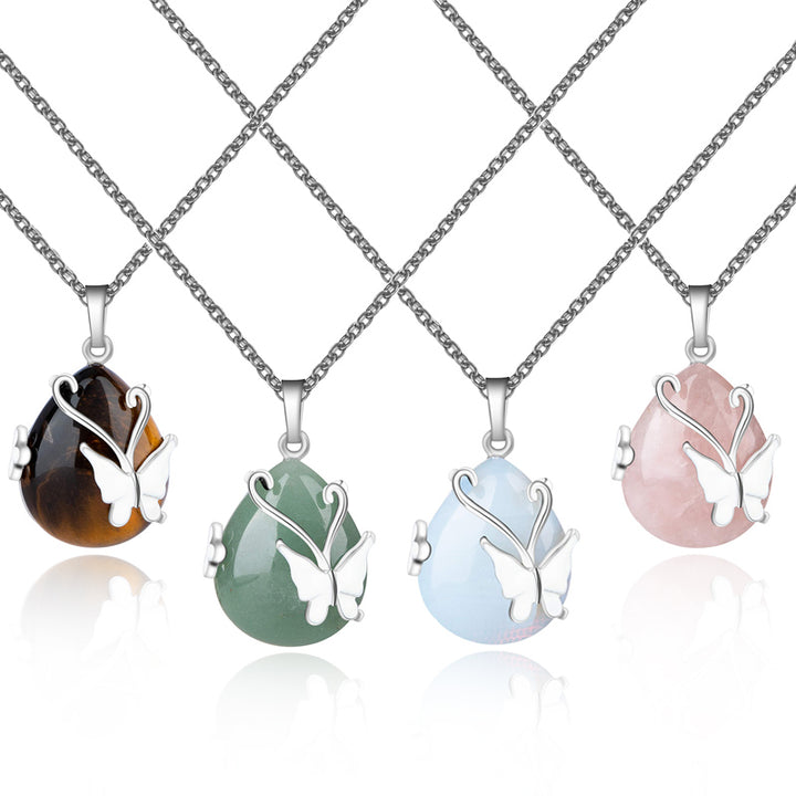 Crystal Butterfly Wings Gemstone Necklace