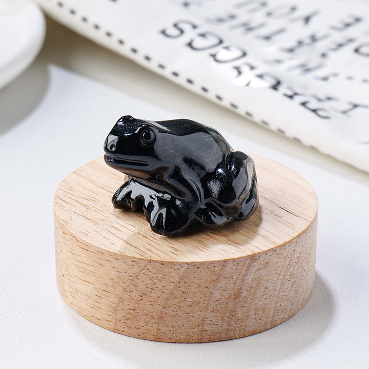 Olivenorma Serene Spirit Gemstone Frog Gemstone Decoration - Obsidian - With Card - image 13