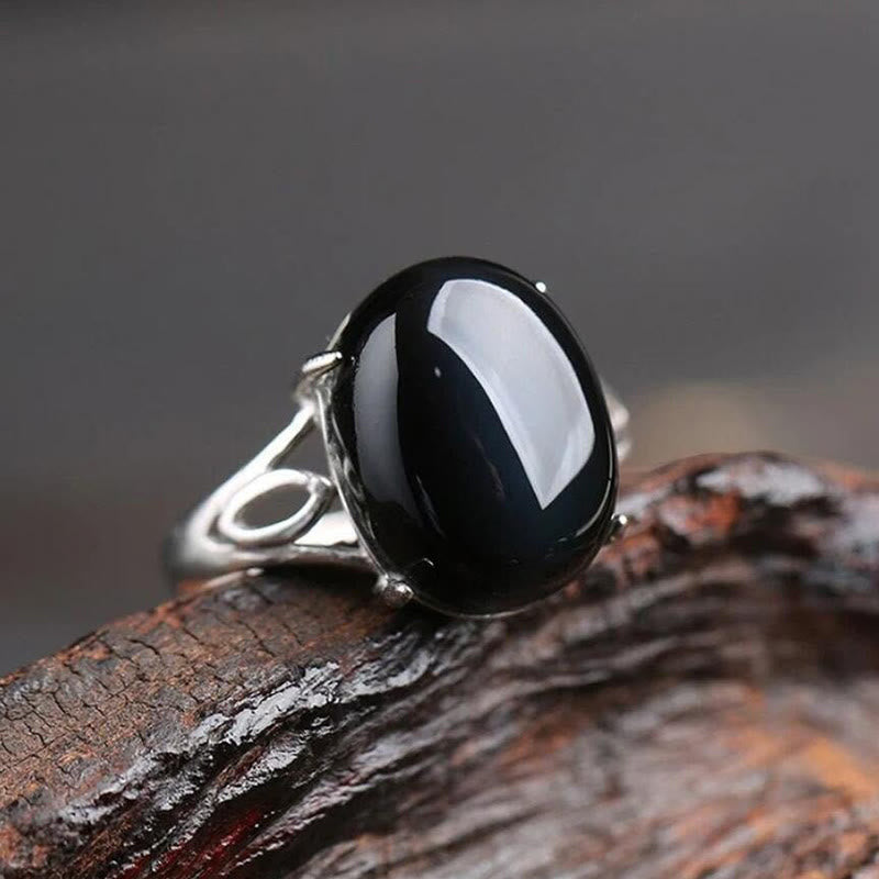 Olivenorma"Spiritual Protection" Natural Obsidian Ring