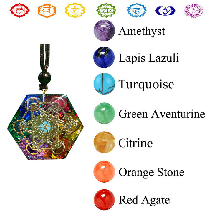 Olivenorma Chakra Metatron's Cube Symbol Meditation Necklace