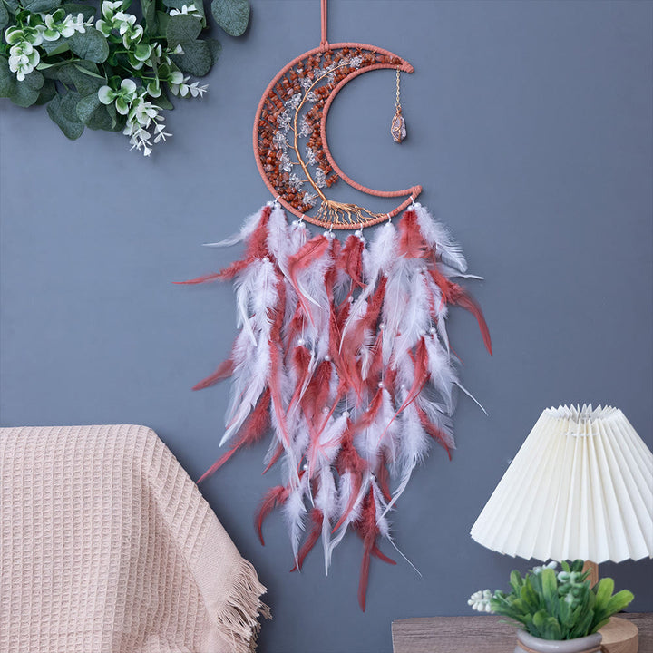 Olivenorma Natural Gravel Woven Tree of Life Moon Dream Catcher