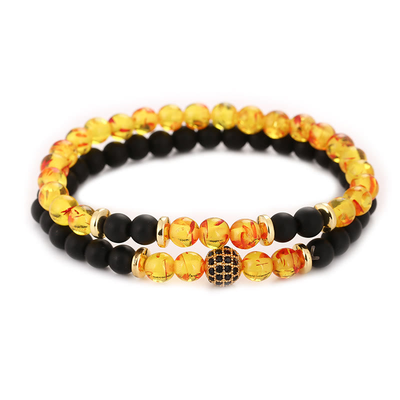 Olivenorma Natural Crystal Two Layer Beaded Men Bracelet