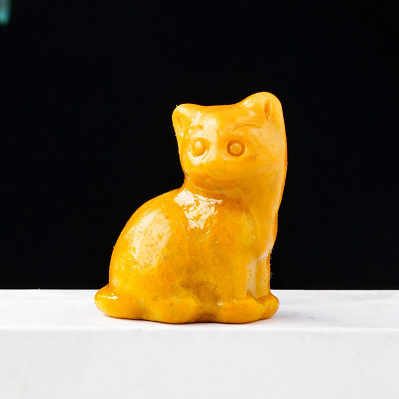 Olivenorma Natural Crystal Lucky Cat Carved Gemstone Decoration - Yellow Jade - image 20