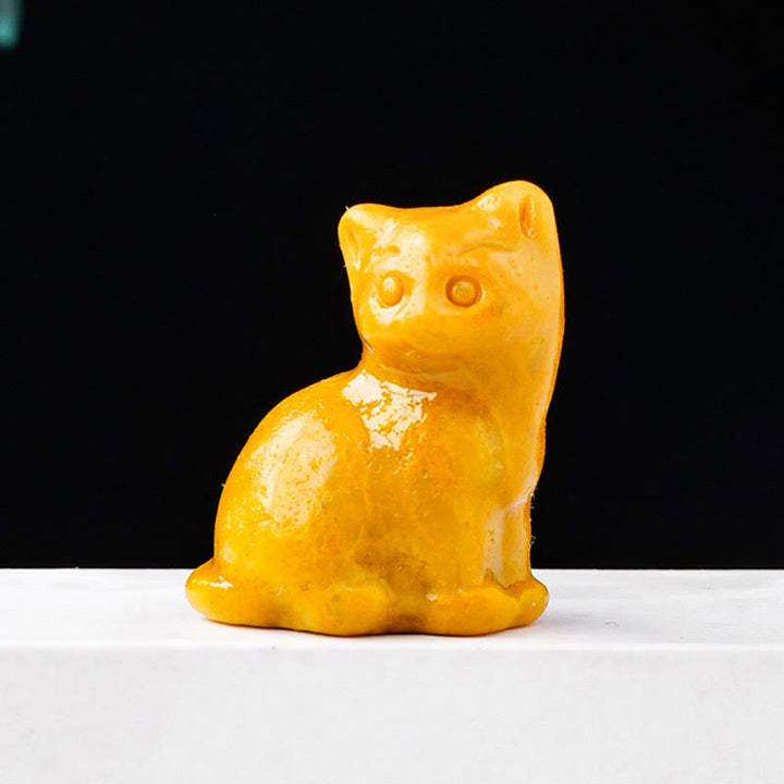Olivenorma Natural Crystal Lucky Cat Carved Gemstone Decoration - Yellow Jade - image 20