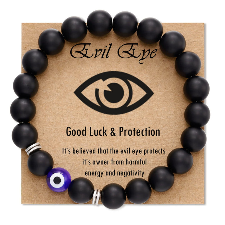 Olivenorma Tiger Eye Obsidian Evil Eye Beaded Mens Bracelet