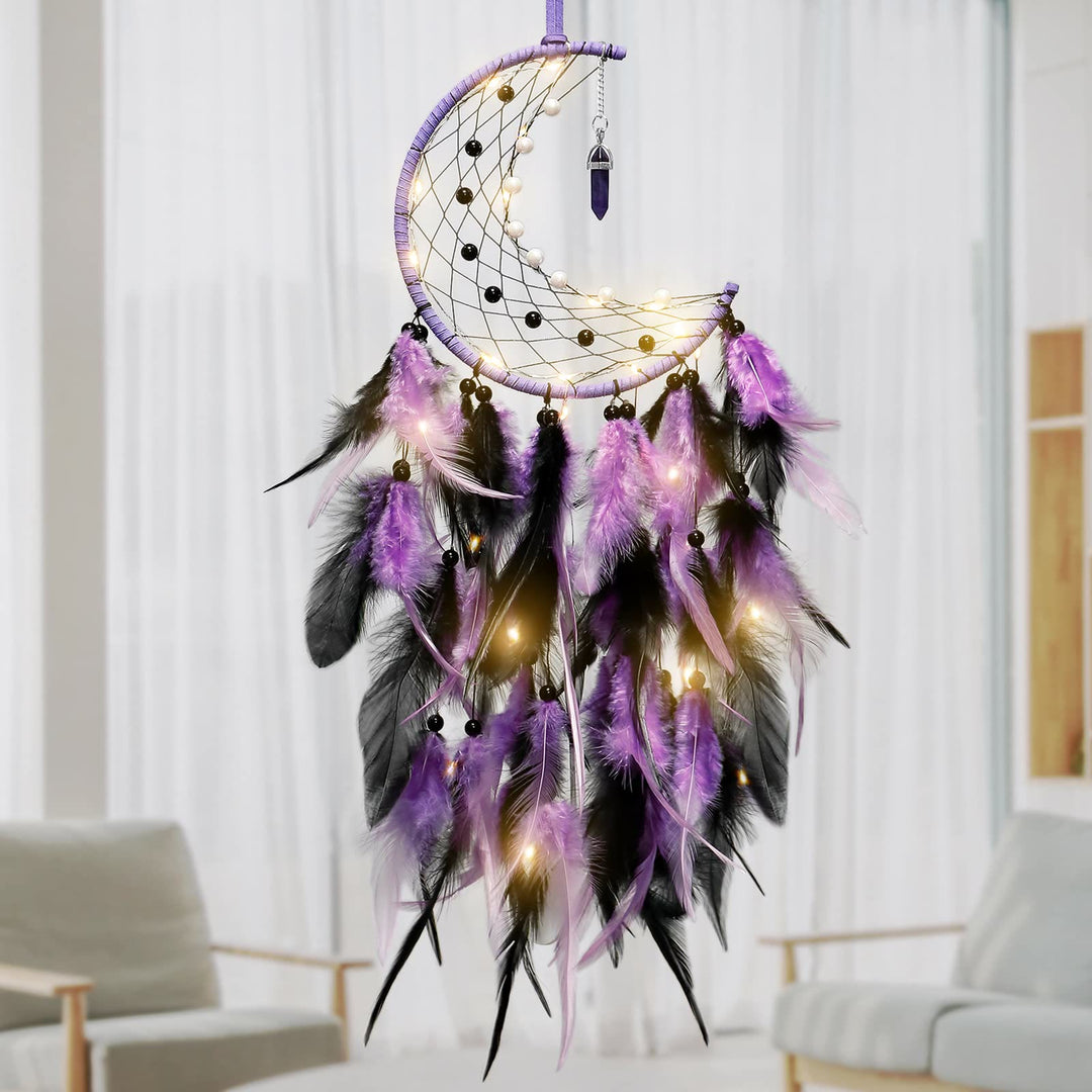 FREE Today: "Peace Energy" Amethyst & Obsidian Moon Feather Dream Catcher - image 1