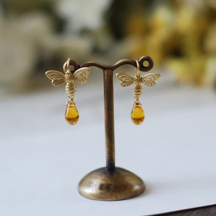 Olivenorma Bee Topaz Honey Drop Amber Earrings & Necklace