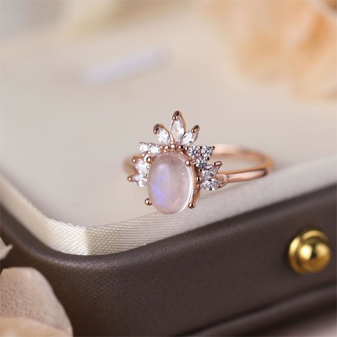 Olivenorma Oval Moonstone Opal S925 Sterling Silver Ring