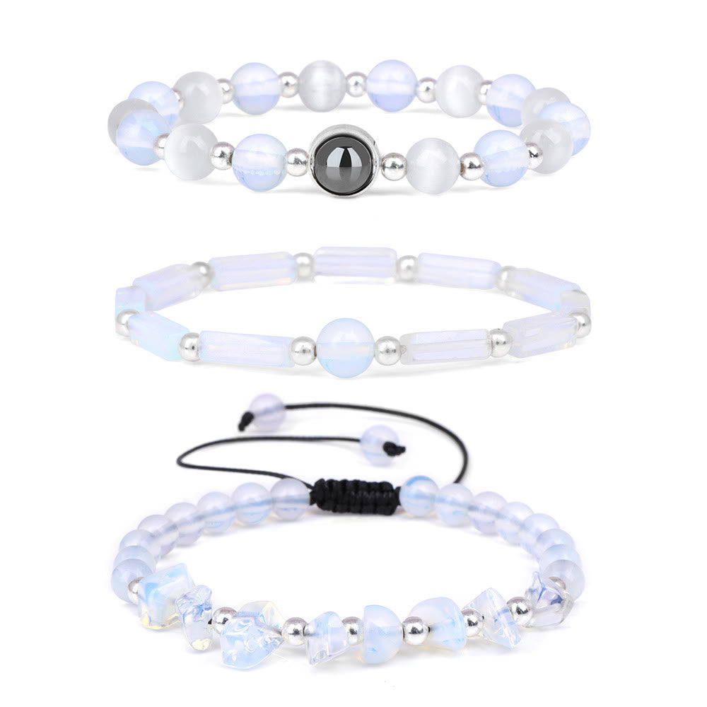 Olivenorma "Healing Wishes" Natural Crystal 3 Pieces Set Bracelet