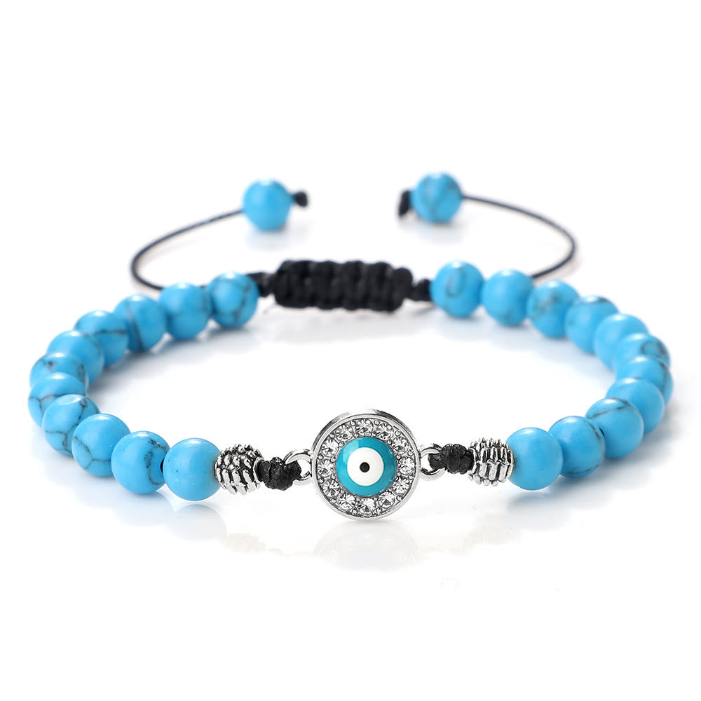 Olivenorma 6mm Natural Stone Zircon Beads Evil Eye Bracelet