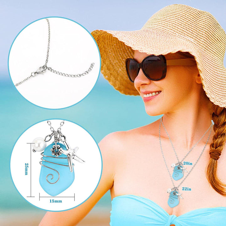 Olivenorma Sea Glass Pearl Starfish Necklace