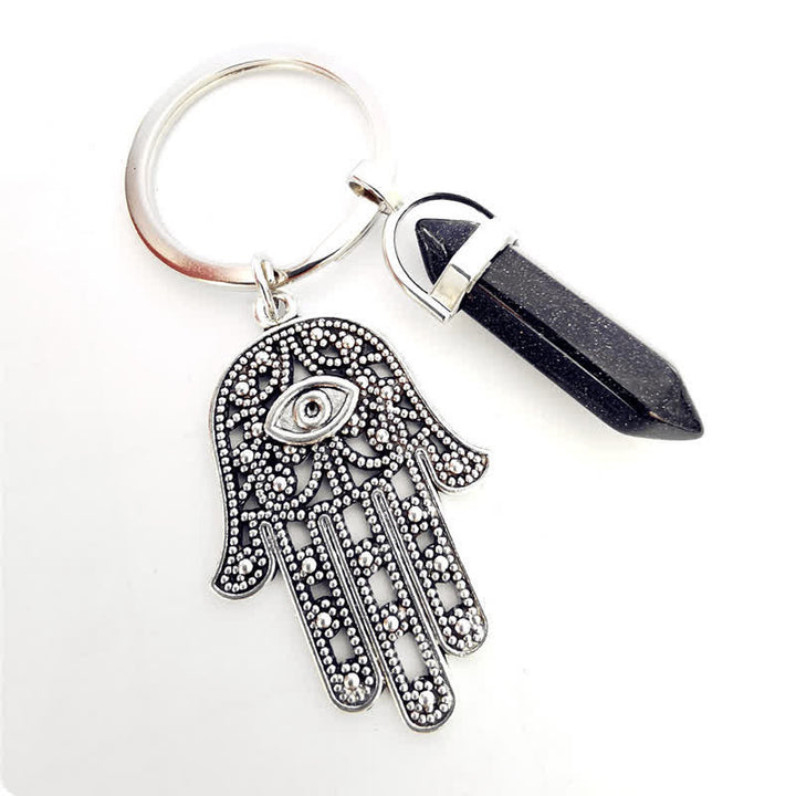 Olivenorma Inspiring Hamsa Hand Crystal Keychain - Blue Sandstone - image 35
