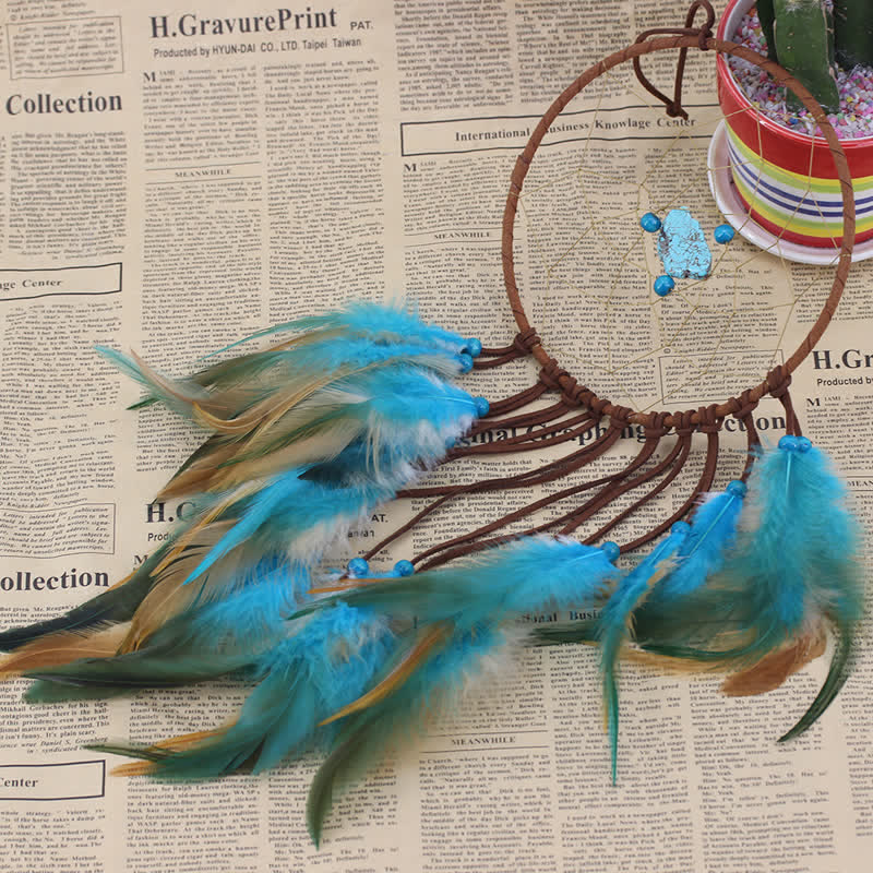 Olivenorma "Dream Knight" - Turquoise Feather Dream Catcher