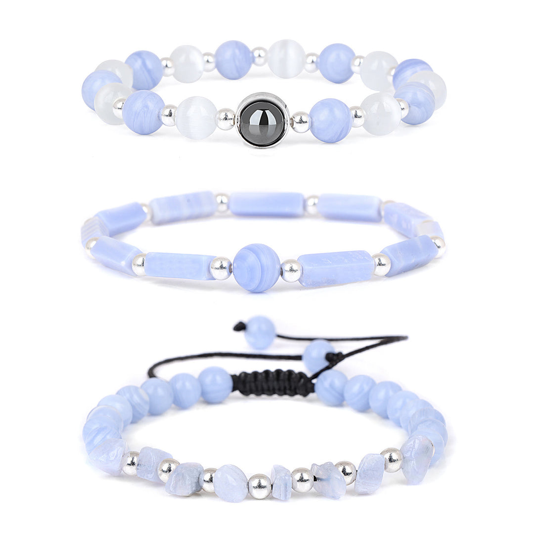 Olivenorma "Healing Wishes" Natural Crystal 3 Pieces Set Bracelet